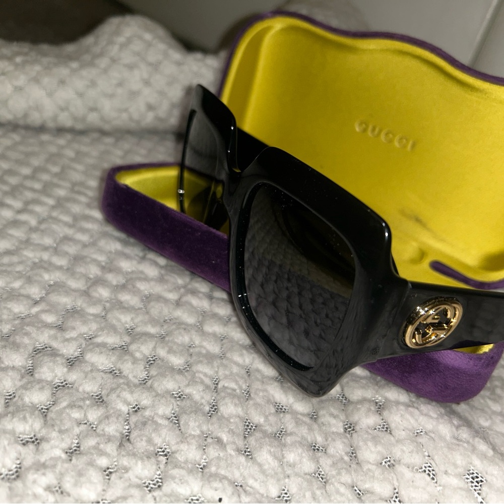 Gucci Black Sunglasses with Gold Accent - Picture 3 of 3